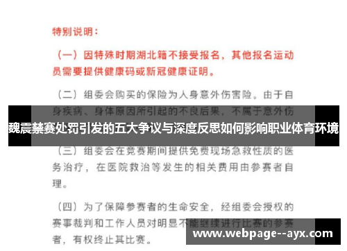 魏震禁赛处罚引发的五大争议与深度反思如何影响职业体育环境